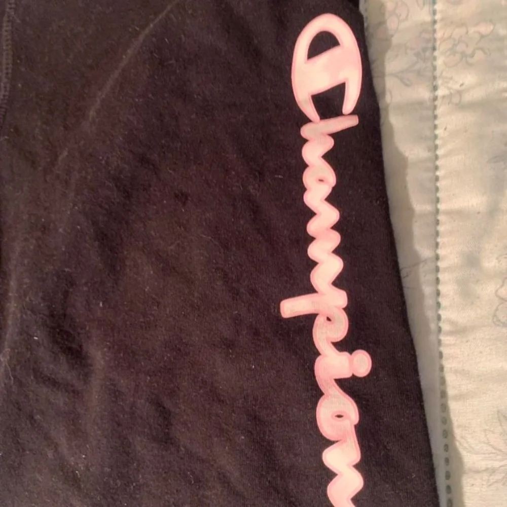 Champion Women’s Black Bike Shorts with Pink Script Logo
